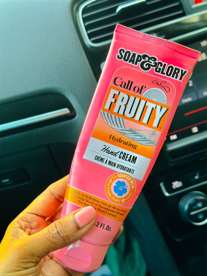 Soap & Glory Call of Fruity hydrating hand cream in a pink tube