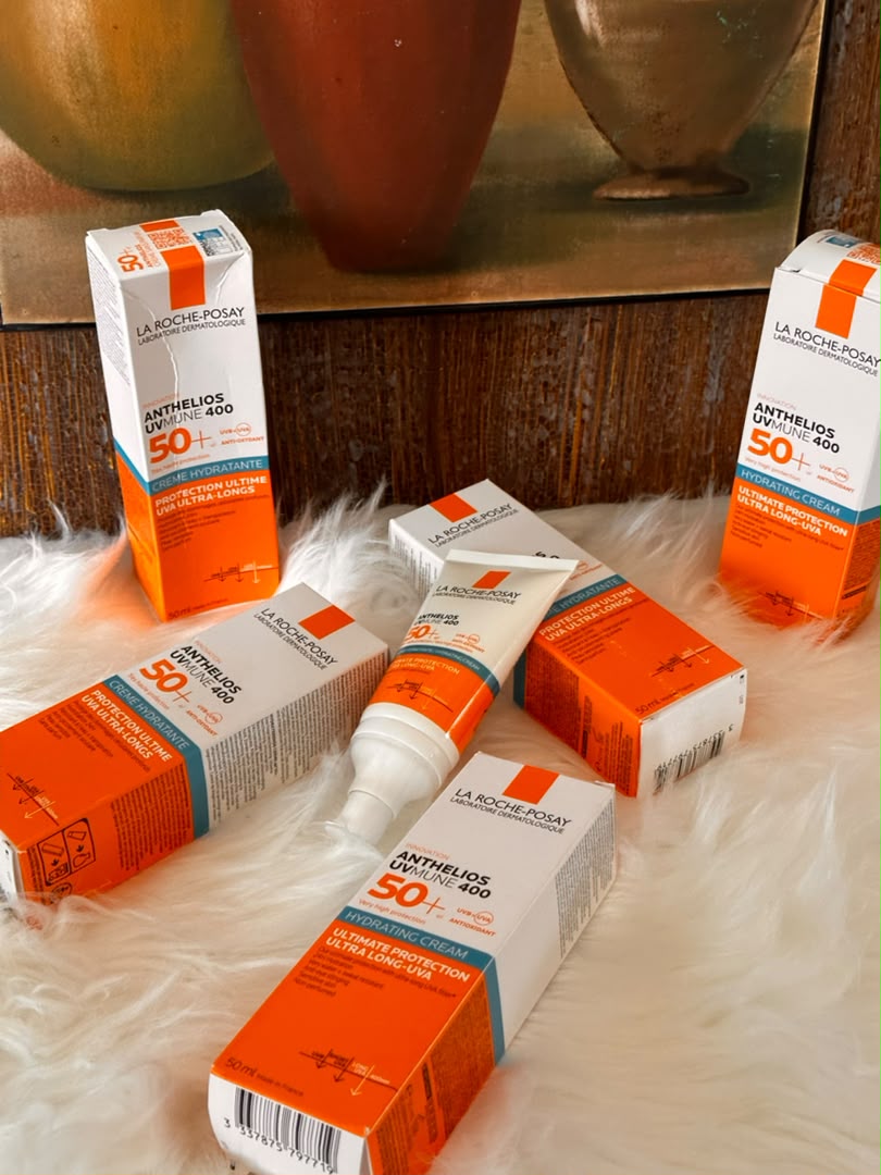 La Roche-Posay Anthelios UVMune 400 SPF 50+ hydrating cream tubes and boxes