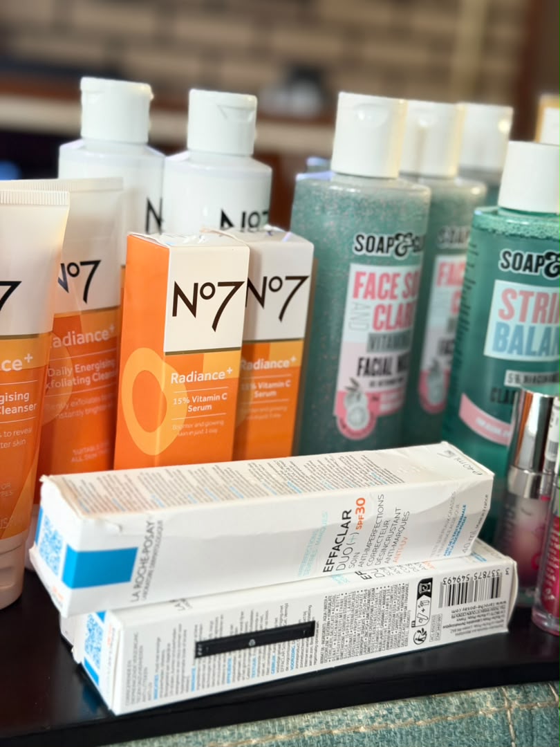 No7 Radiance and La Roche-Posay Effaclar displayed in store
